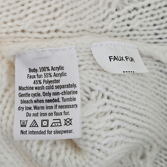 Janie and Jack Girl's Faux Fur Trimmed Cable Knit Sweater Ivory Poncho | 4 - Picture 11 of 14